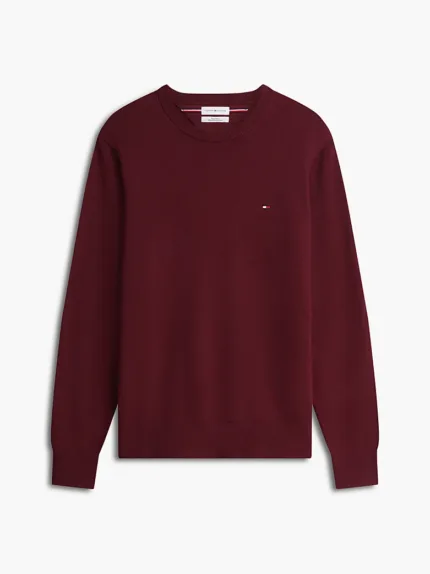 Maglione Girocollo Uomo In Cotone e Cashmere Tommy Hilfiger Bordeaux art. MW0MW28046 VLP