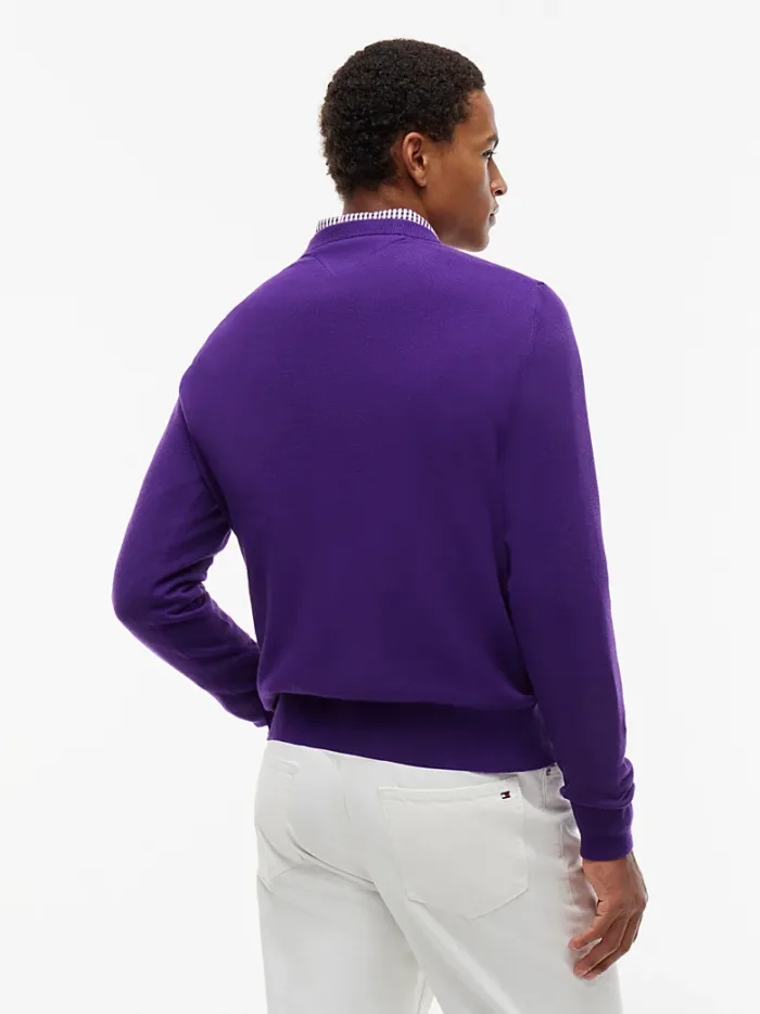 Maglione Girocollo Uomo In Cotone e Cashmere Tommy Hilfiger Viola art. MW0MW28046 VOH, foto 3 di 3