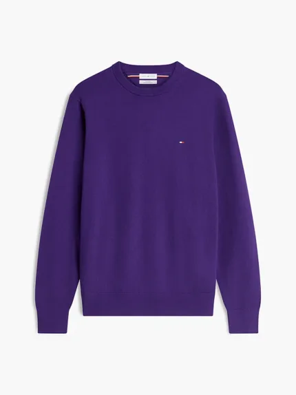 Maglione Girocollo Uomo In Cotone e Cashmere Tommy Hilfiger Viola art. MW0MW28046 VOH