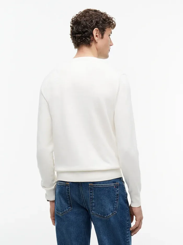 Maglione Girocollo Uomo In Cotone e Cashmere Tommy Hilfiger Avorio art. MW0MW28046 Z00, foto 3 di 3