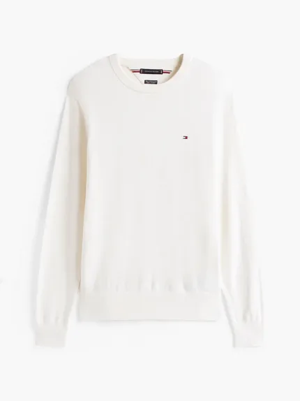 Maglione Girocollo Uomo In Cotone e Cashmere Tommy Hilfiger Avorio art. MW0MW28046 Z00
