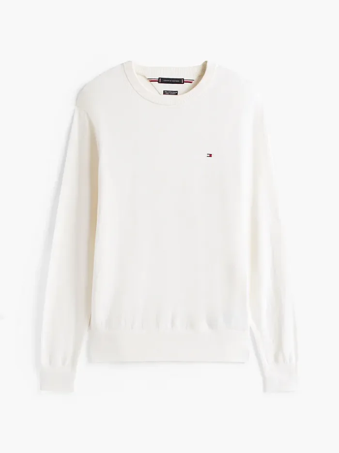 Maglione Girocollo Uomo In Cotone e Cashmere Tommy Hilfiger Avorio art. MW0MW28046 Z00, foto 1 di 3
