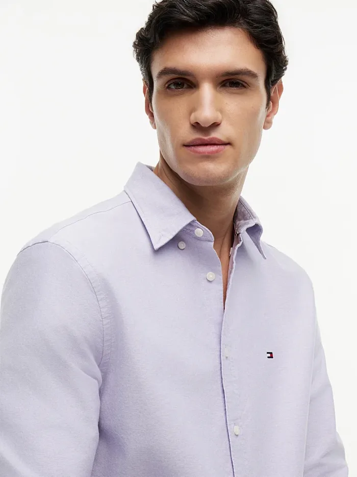 Camicia In Cotone Oxford Regular Fit Uomo Tommy Hilfiger Purple art. MW0MW35774 C0P, foto 3 di 4