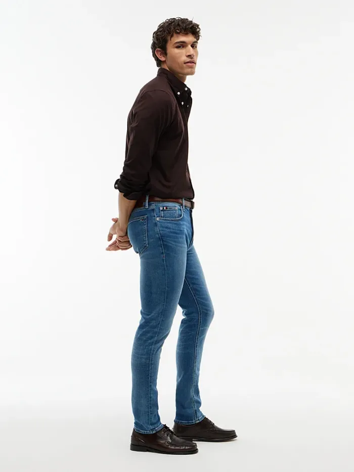Jeans Bleecker slim fit sbiaditi Uomo Tommy Hilfiger in Denim Lavaggio Medio art. MW0MW44923 1A7, foto 2 di 3