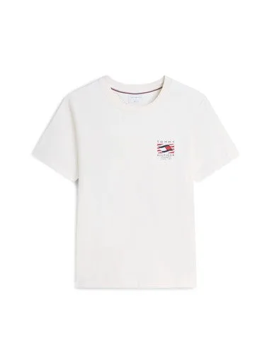 T-shirt regular fit in cotone Uomo Tommy Hilfiger Avorio con Ricamo Grafico art. MW0MW43390 Z00