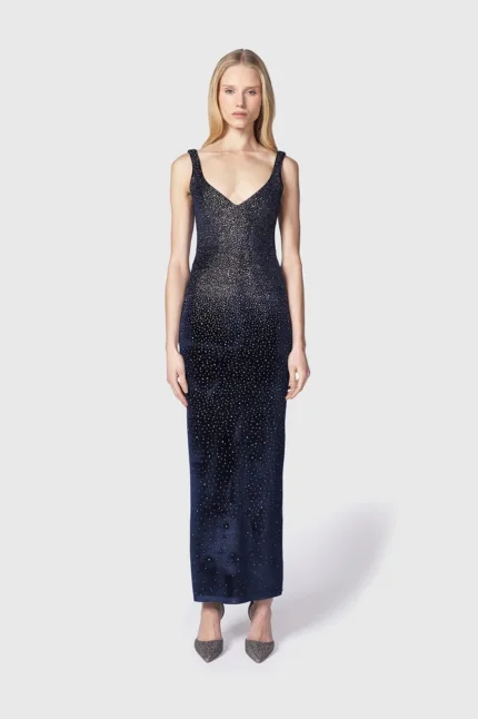 Abito Lungo Norei Blu Argento Strass Twentyfourhaitch art. Norei Blu Argento