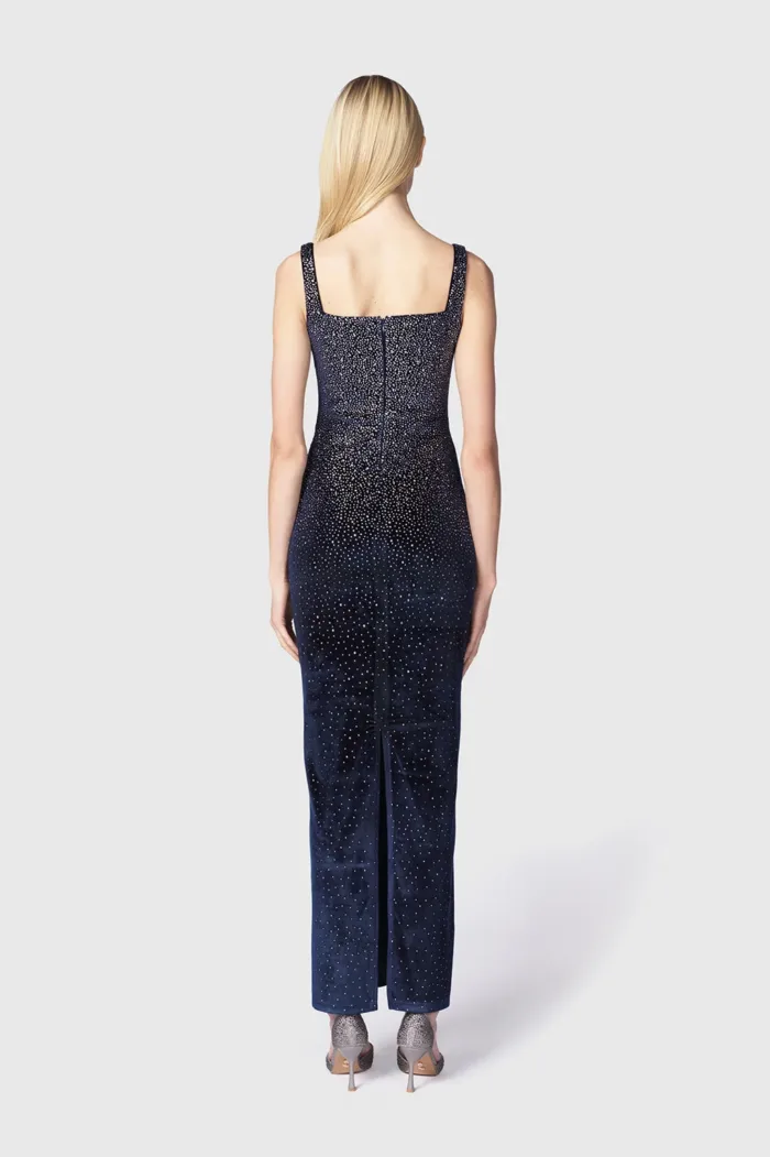 Abito Lungo Norei Blu Argento Strass Twentyfourhaitch art. Norei Blu Argento, foto 2 di 3