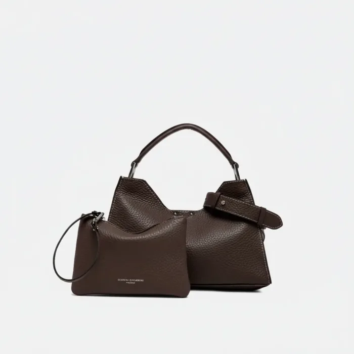 Borsa a Mano Media con Tracolla Gianni Chiarini In Pelle Testa di Moro art. Aurora Espresso, foto 2 di 2