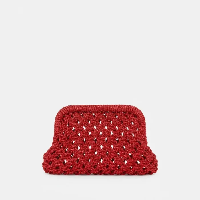 Clutch Pochette Twentyfourhaitch in Fili di Strass Intrecciati Rossi art. Kaira RSS, foto 1 di 2