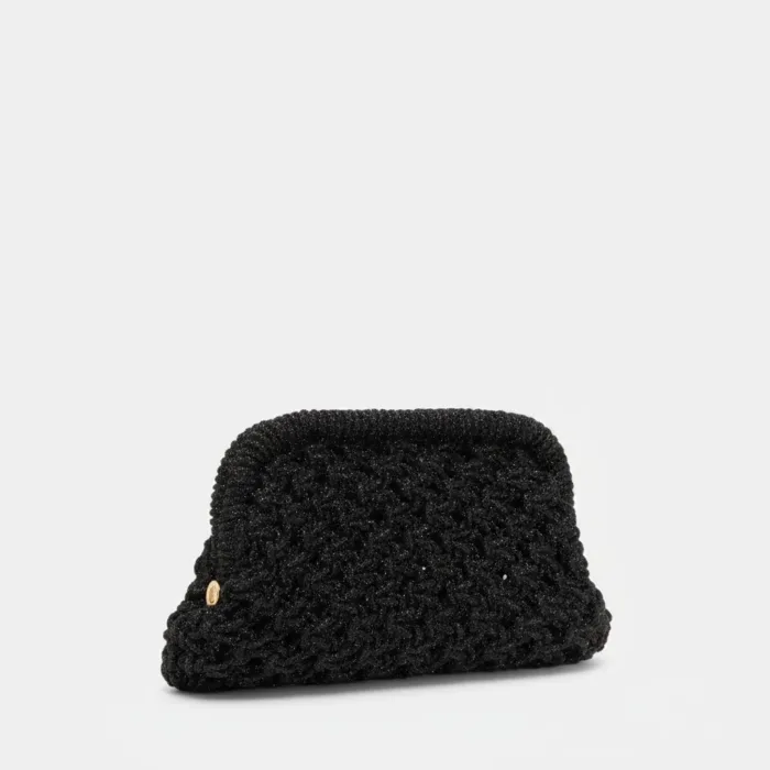 Clutch Pochette Twentyfourhaitch in Fili di Strass Intrecciati Neri art. Kaira Nero, foto 2 di 2