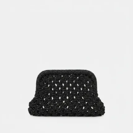 Clutch Pochette Twentyfourhaitch in Fili di Strass Intrecciati Neri art. Kaira Nero