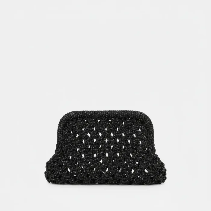 Clutch Pochette Twentyfourhaitch in Fili di Strass Intrecciati Neri art. Kaira Nero, foto 1 di 2