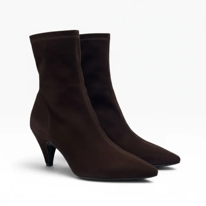 Tronchetto Del Carlo in Camoscio Stretch Testa di Moro Tacco 8 cm con Cerniera art. 12227 Kid Stretch Pepe, foto 2 di 2