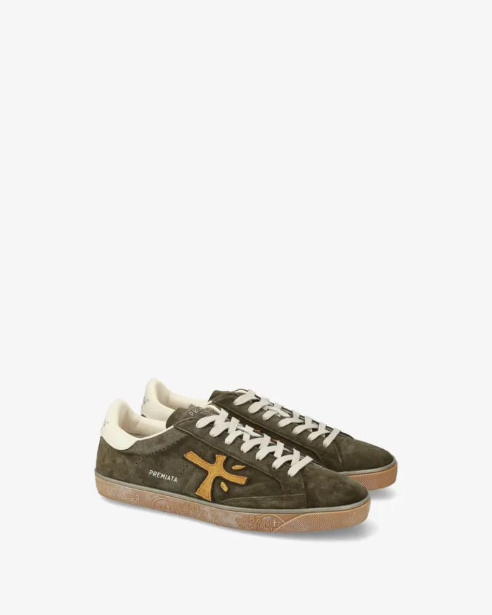 Sneakers Premiata Uomo in Camoscio Verde Militare art. Stevend 7627, foto 2 di 5