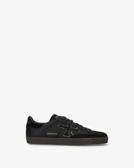 Sneakers Premiata Uomo in Pelle e Camoscio Nero art. Steven 8484
