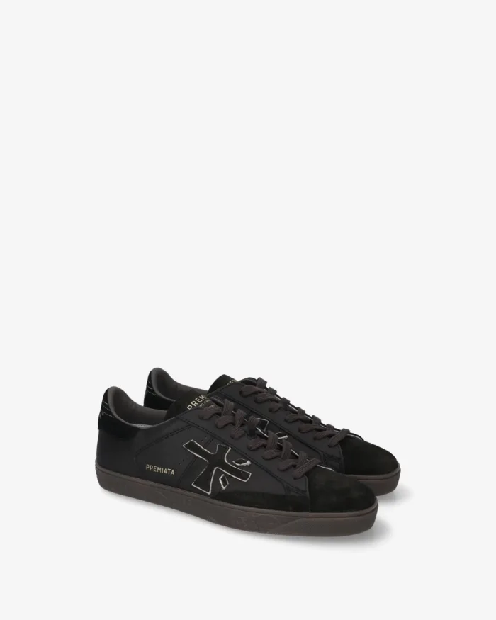 Sneakers Premiata Uomo in Pelle e Camoscio Nero art. Steven 8484, foto 2 di 4