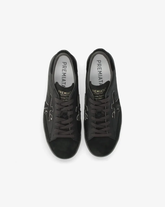 Sneakers Premiata Uomo in Pelle e Camoscio Nero art. Steven 8484, foto 4 di 4