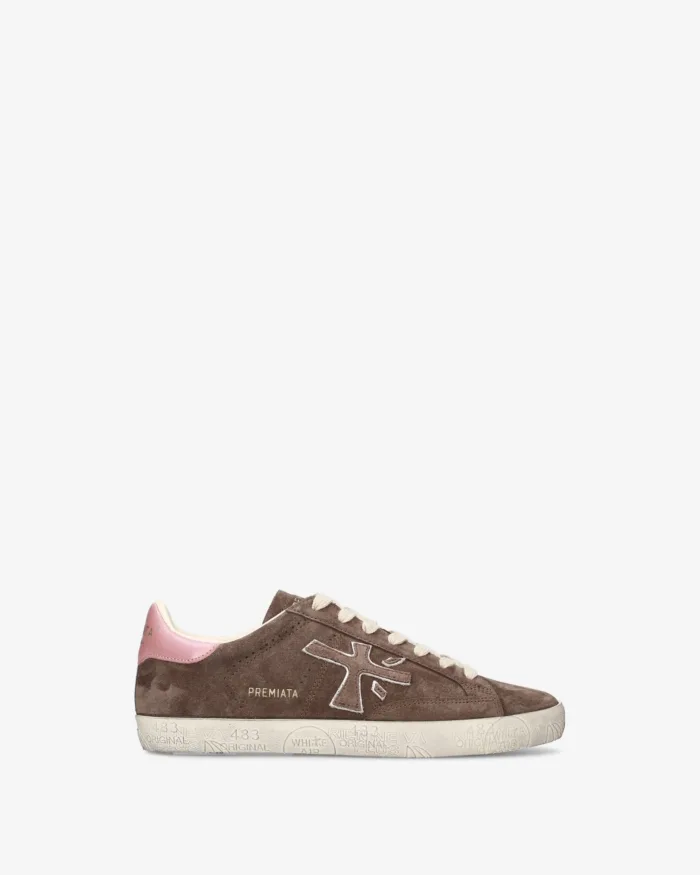 Sneakers Premiata Donna in Camoscio Marrone con Dettagli Malva art. Stevend 8485, foto 1 di 5