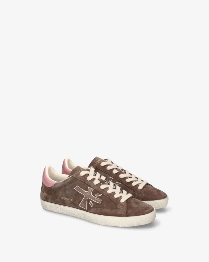 Sneakers Premiata Donna in Camoscio Marrone con Dettagli Malva art. Stevend 8485, foto 2 di 5