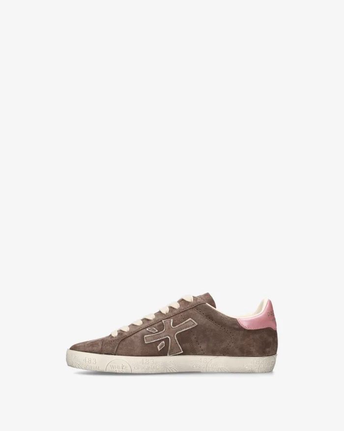Sneakers Premiata Donna in Camoscio Marrone con Dettagli Malva art. Stevend 8485, foto 3 di 5
