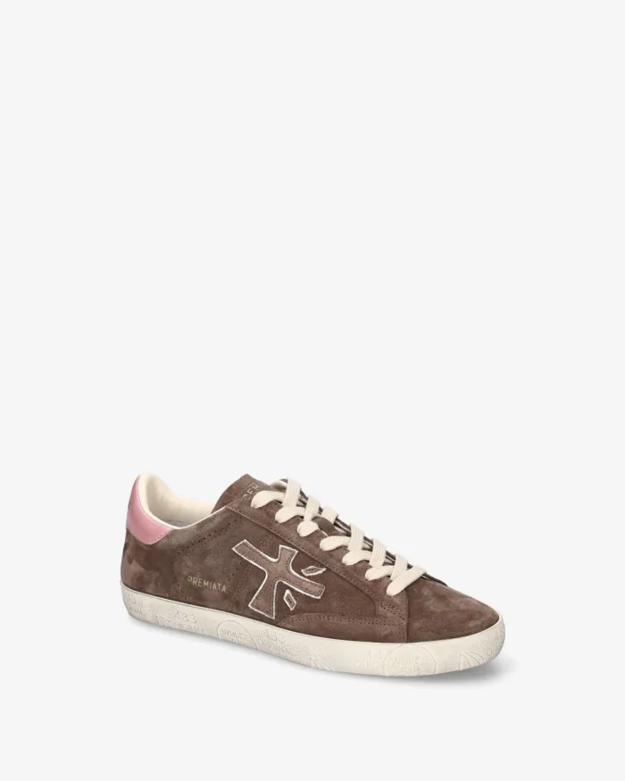 Sneakers Premiata Donna in Camoscio Marrone con Dettagli Malva art. Stevend 8485, foto 4 di 5