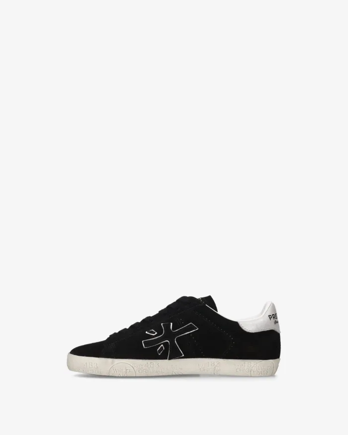 Sneakers Premiata Donna in Camoscio Nero con Dettagli Bianchi art. Stevend 8487, foto 3 di 5