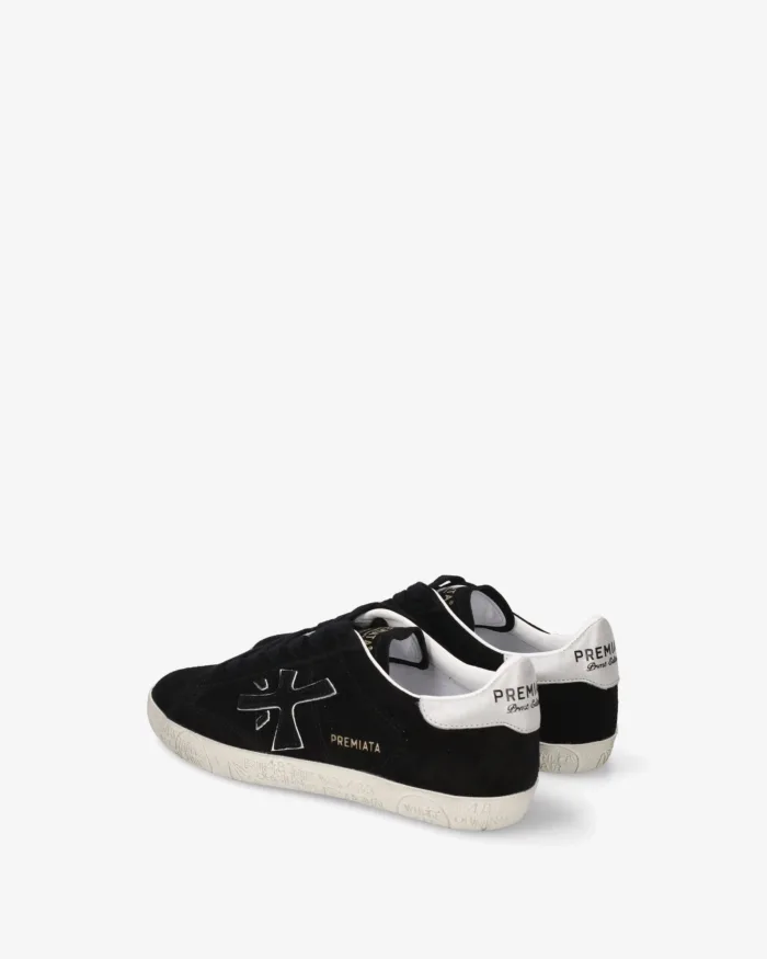 Sneakers Premiata Donna in Camoscio Nero con Dettagli Bianchi art. Stevend 8487, foto 5 di 5