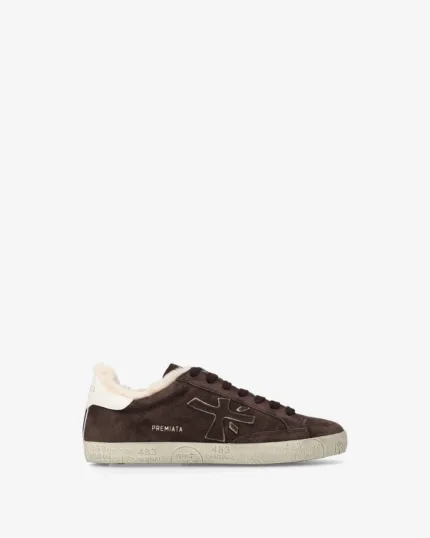 Sneakers Premiata Donna in Camoscio Testa di Moro e Lanetta Interna art. Stevend 7897M
