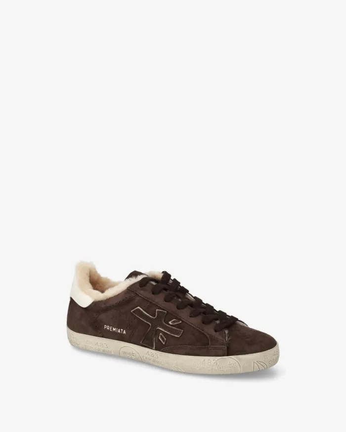 Sneakers Premiata Donna in Camoscio Testa di Moro e Lanetta Interna art. Stevend 7897M, foto 4 di 5