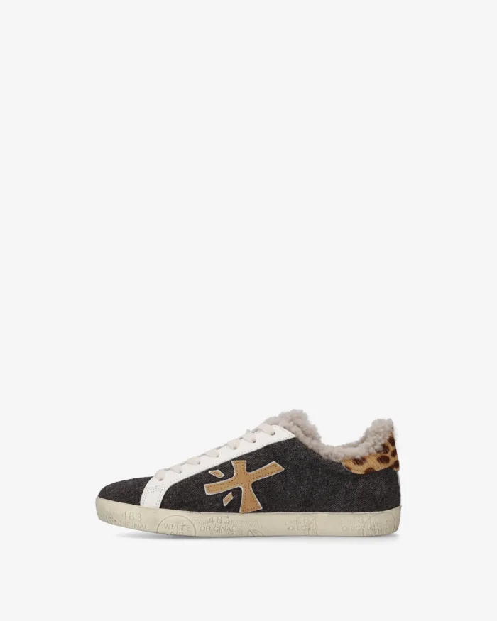 Sneakers Premiata Donna in Jeans Scuro e Pellicciotto Interno art. Stevend 8495M, foto 3 di 5