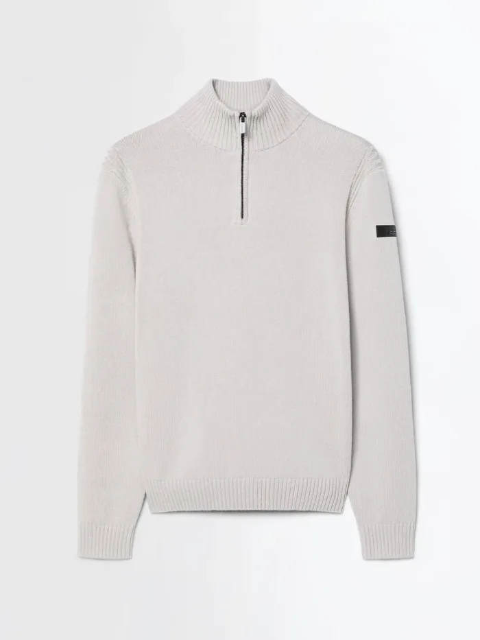Maglione Mezza Zip Beige Chiaro Uomo RRD Cotton Plain Half Zip Knit Art. W26141 col. 85, foto 5 di 5