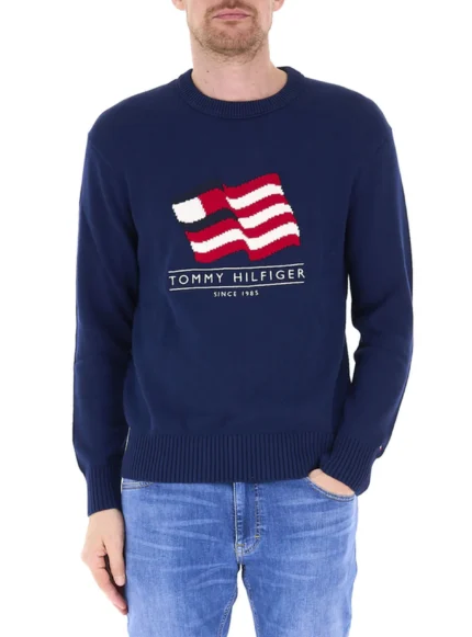 Maglione in Cotone Girocollo Uomo Tommy Hilfiger Blu art. MW0MW43386 DCC