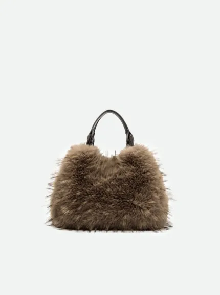 Borsa a a Mano Gianni Chiarini In Pelle Espresso e Pelliccia Tortora art. Espresso Dua