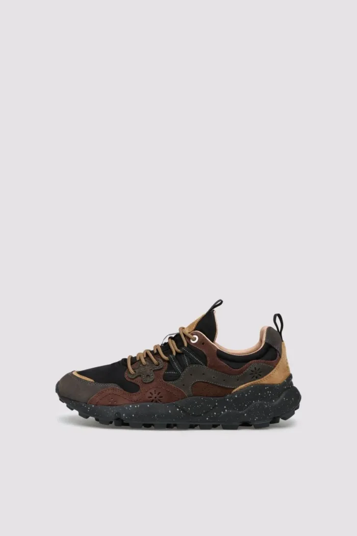 Sneakers Flower Mountain Uomo in Camoscio Marrone e Nylon Nero art. Yamano 3 Man 2C32 Grey Brown Black, foto 1 di 5