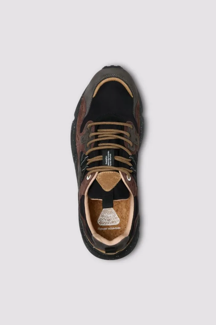 Sneakers Flower Mountain Uomo in Camoscio Marrone e Nylon Nero art. Yamano 3 Man 2C32 Grey Brown Black, foto 2 di 5