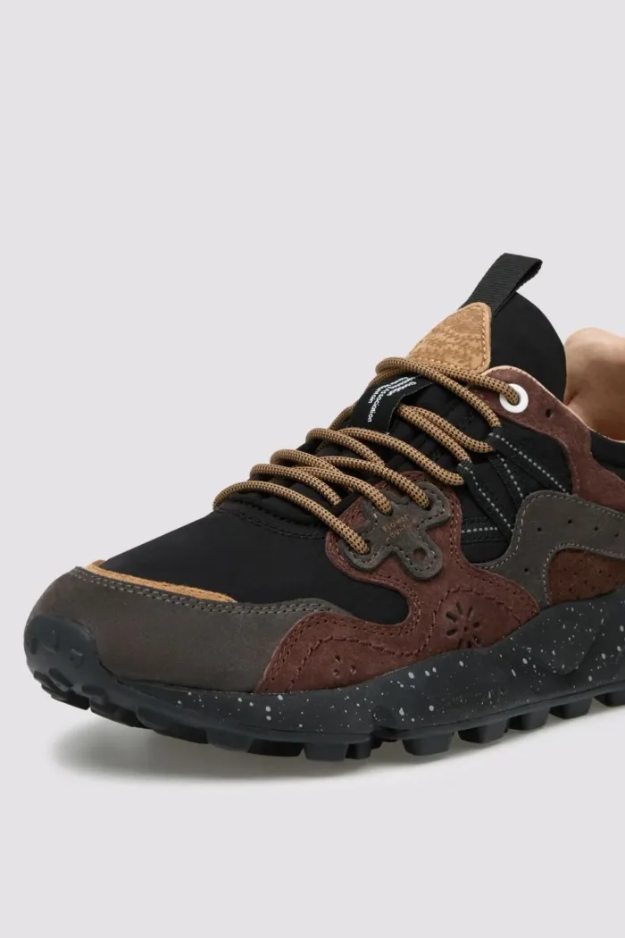 Sneakers Flower Mountain Uomo in Camoscio Marrone e Nylon Nero art. Yamano 3 Man 2C32 Grey Brown Black, foto 3 di 5