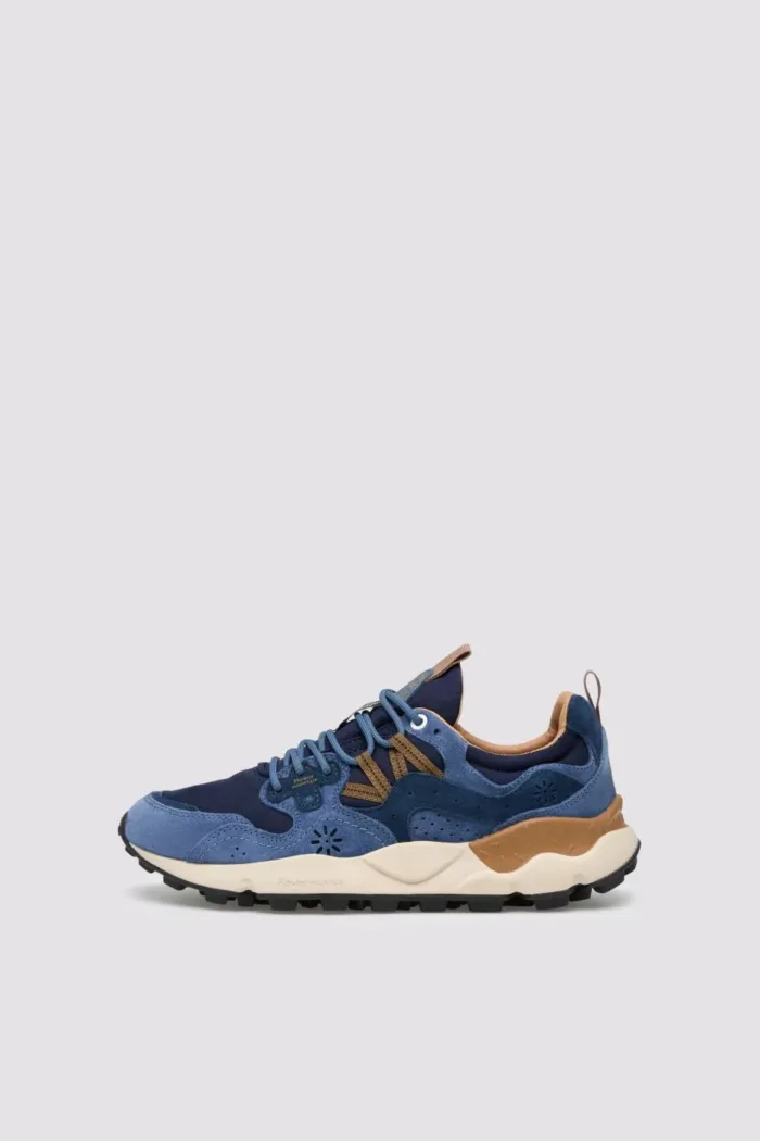 Sneakers Flower Mountain Uomo in Camoscio Azzurro e Nylon Blu art. Yamano 3 Man 1C53 Navy Blu Brown, foto 1 di 5