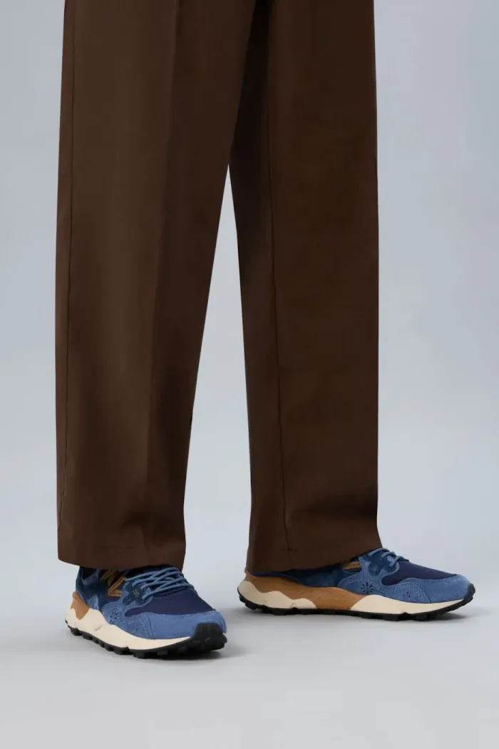 Sneakers Flower Mountain Uomo in Camoscio Azzurro e Nylon Blu art. Yamano 3 Man 1C53 Navy Blu Brown, foto 2 di 5