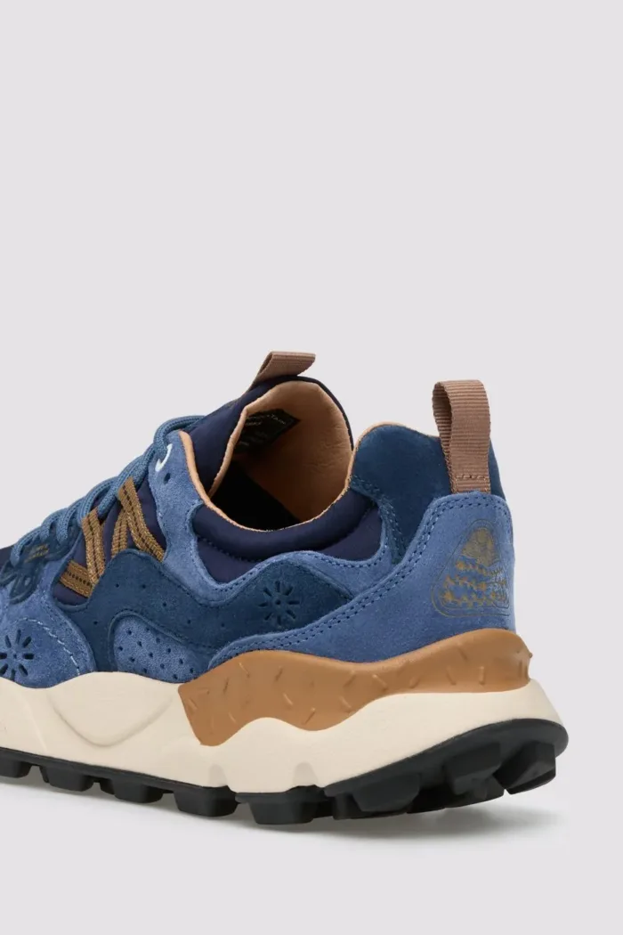 Sneakers Flower Mountain Uomo in Camoscio Azzurro e Nylon Blu art. Yamano 3 Man 1C53 Navy Blu Brown, foto 4 di 5
