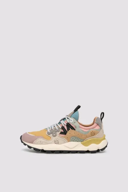 Sneakers Flower Mountain Donna in Camoscio Beige e Nylon Beige art. Yamano 3 Woman 1I37 Purple Orange Beige
