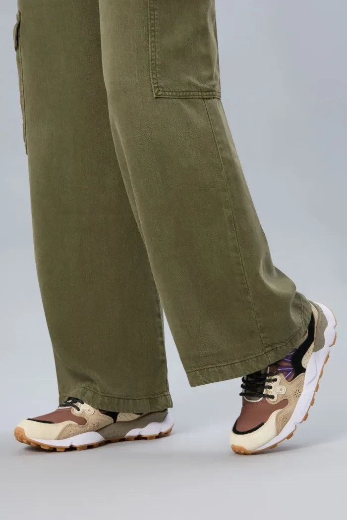 Sneakers Flower Mountain Donna in Camoscio Beige e Nylon Malva Dettagli Viola art. Yamano 3 Uni 1E98 Cream Brown Copper, foto 2 di 5