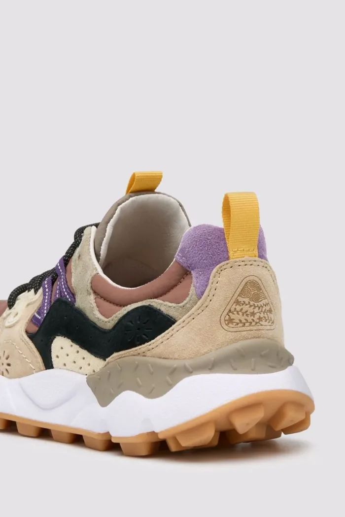 Sneakers Flower Mountain Donna in Camoscio Beige e Nylon Malva Dettagli Viola art. Yamano 3 Uni 1E98 Cream Brown Copper, foto 4 di 5