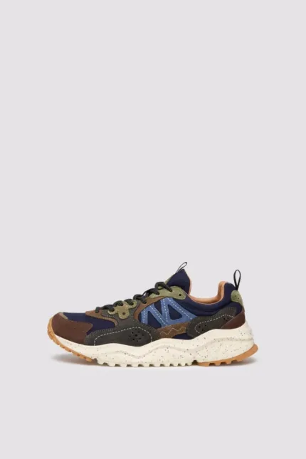 Sneakers Flower Mountain Uomo in Camoscio Verde e Nylon Blu art. Solin Man 1D33 Brown Black Grey