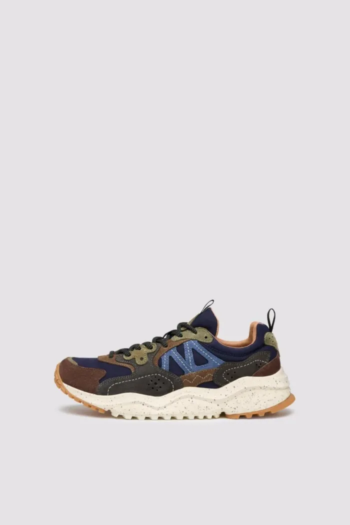 Sneakers Flower Mountain Uomo in Camoscio Verde e Nylon Blu art. Solin Man 1D33 Brown Black Grey, foto 1 di 5