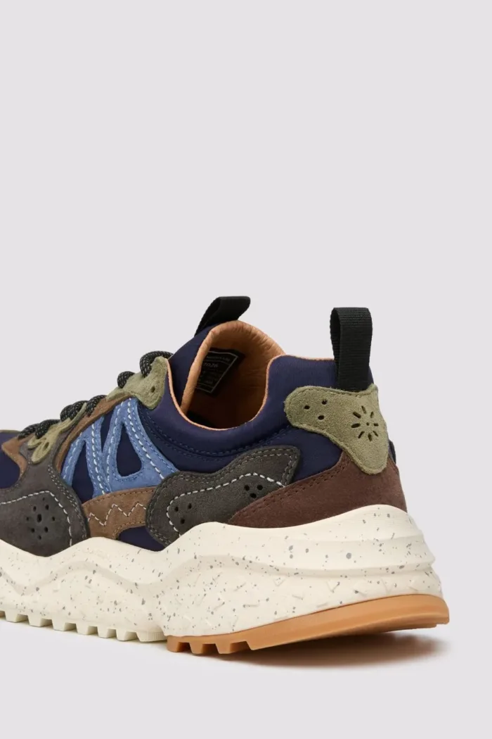 Sneakers Flower Mountain Uomo in Camoscio Verde e Nylon Blu art. Solin Man 1D33 Brown Black Grey, foto 4 di 5