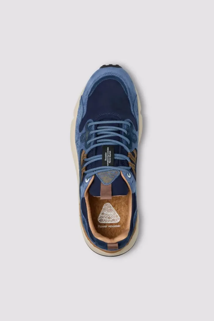 Sneakers Flower Mountain Uomo in Camoscio Azzurro e Nylon Blu art. Yamano 3 Man 1C53 Navy Blu Brown, foto 3 di 5