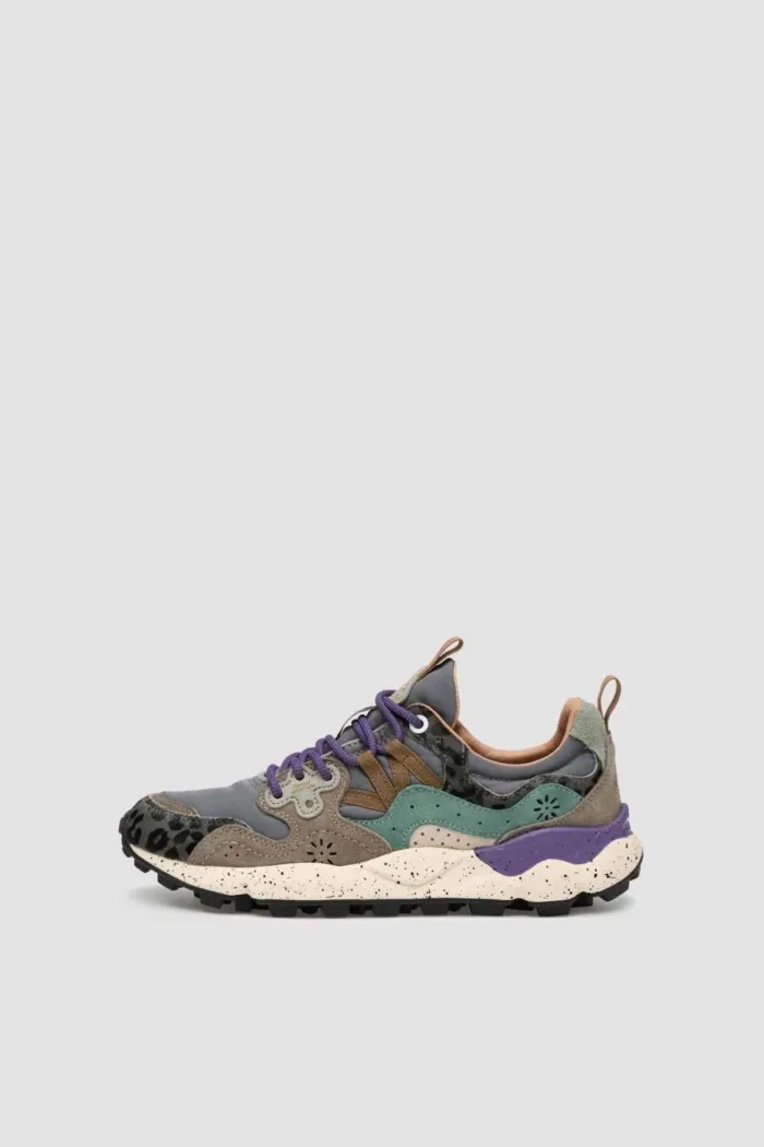 Sneakers Flower Mountain Donna in Camoscio e Nylon Grigio e Dettagli Animalier art. Yamano 3 Uni 1B74 Dark Grey, foto 1 di 5