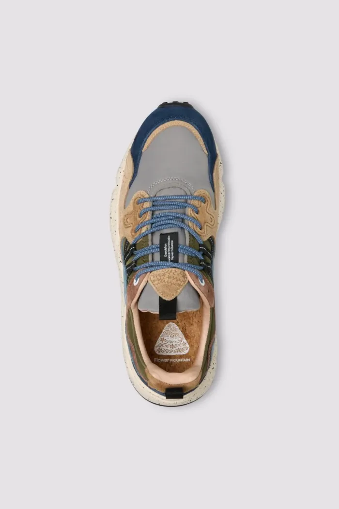 Sneakers Flower Mountain Uomo in Camoscio Beige e Blu, Nylon Verde art. Yamano 3 Man 2C32 Navy Brown Grey, foto 2 di 5