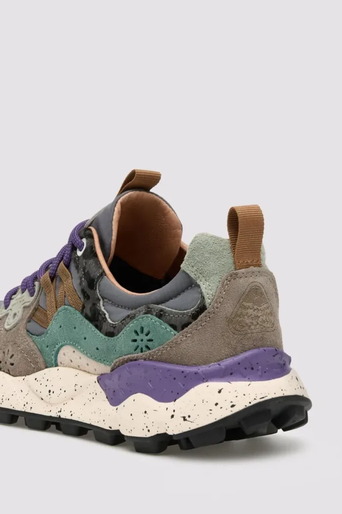 Sneakers Flower Mountain Donna in Camoscio e Nylon Grigio e Dettagli Animalier art. Yamano 3 Uni 1B74 Dark Grey, foto 4 di 5