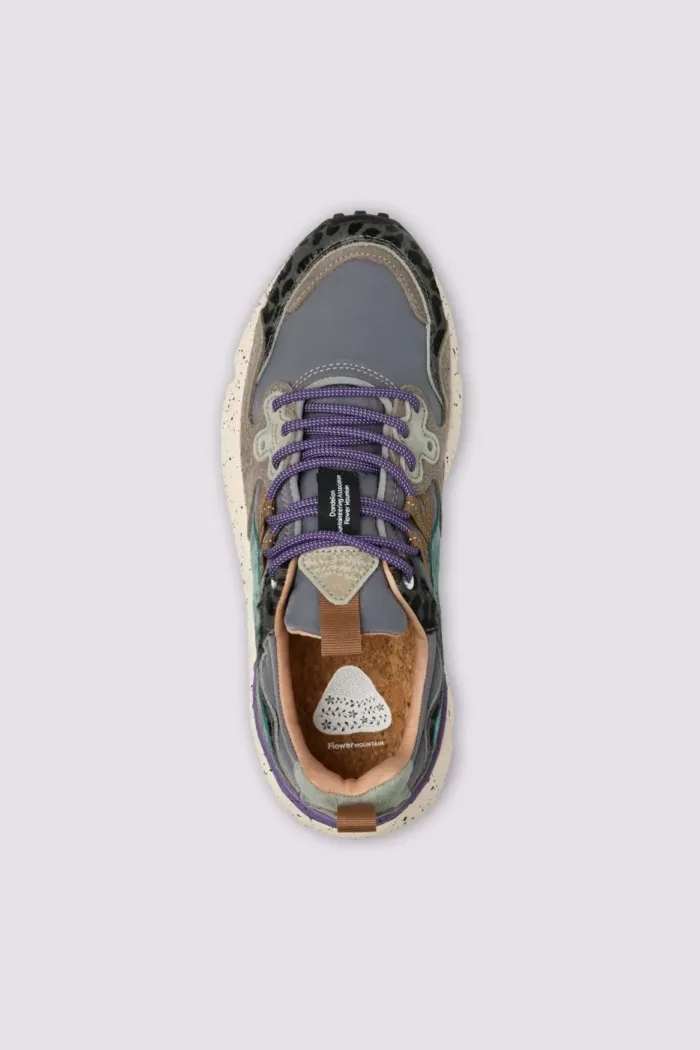 Sneakers Flower Mountain Donna in Camoscio e Nylon Grigio e Dettagli Animalier art. Yamano 3 Uni 1B74 Dark Grey, foto 2 di 5